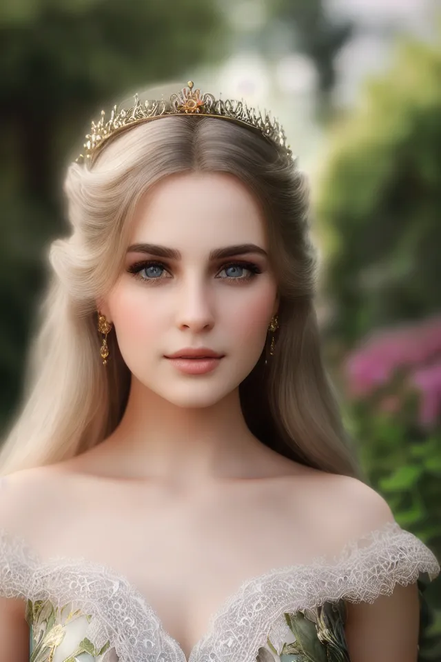 (((realism, realistic, portrait, realphoto))), ((garden, sky)), (face up, European), realistic beautiful gorgeous natural cute, fantasy, elegant, lovely, princess girl, art drawn full hd, 4 k, highest quality, in artstyle by professional artists wl