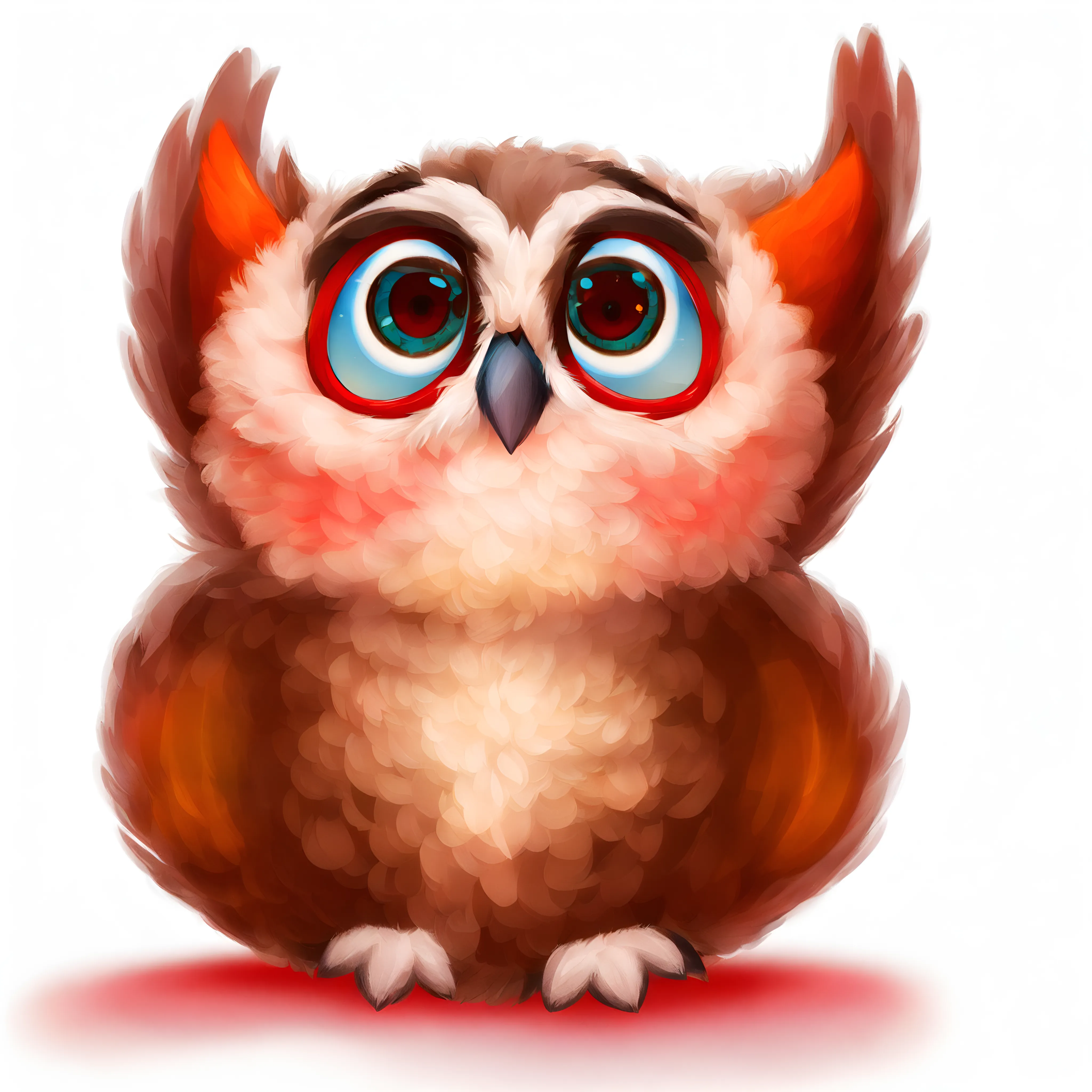 A cute fluffy baby owl cartoon Pixar studio style