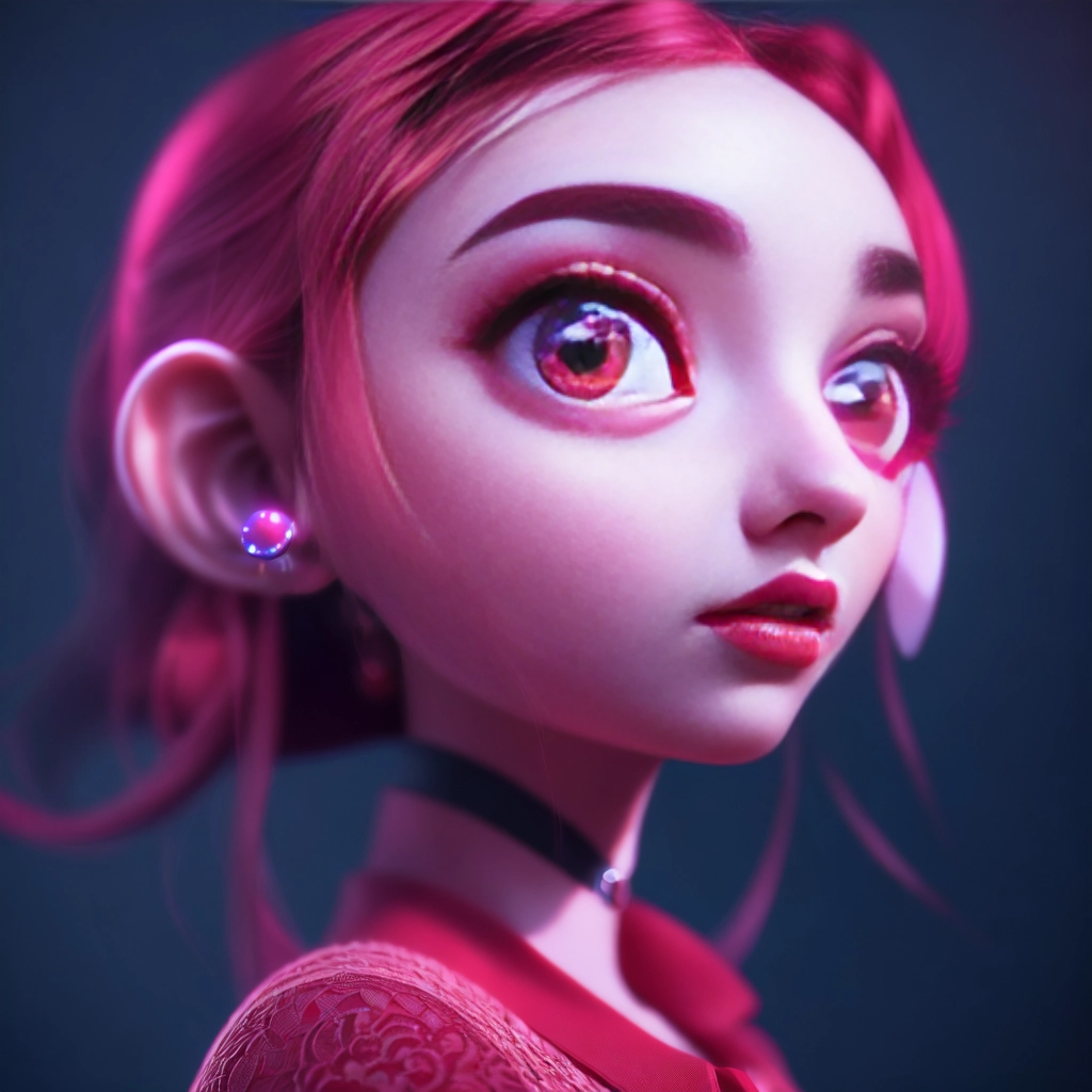 pltn style, portrait of a cherry girl, cute big circular reflective eyes, Pixar render, unreal engine cinematic smooth, intricate detail
