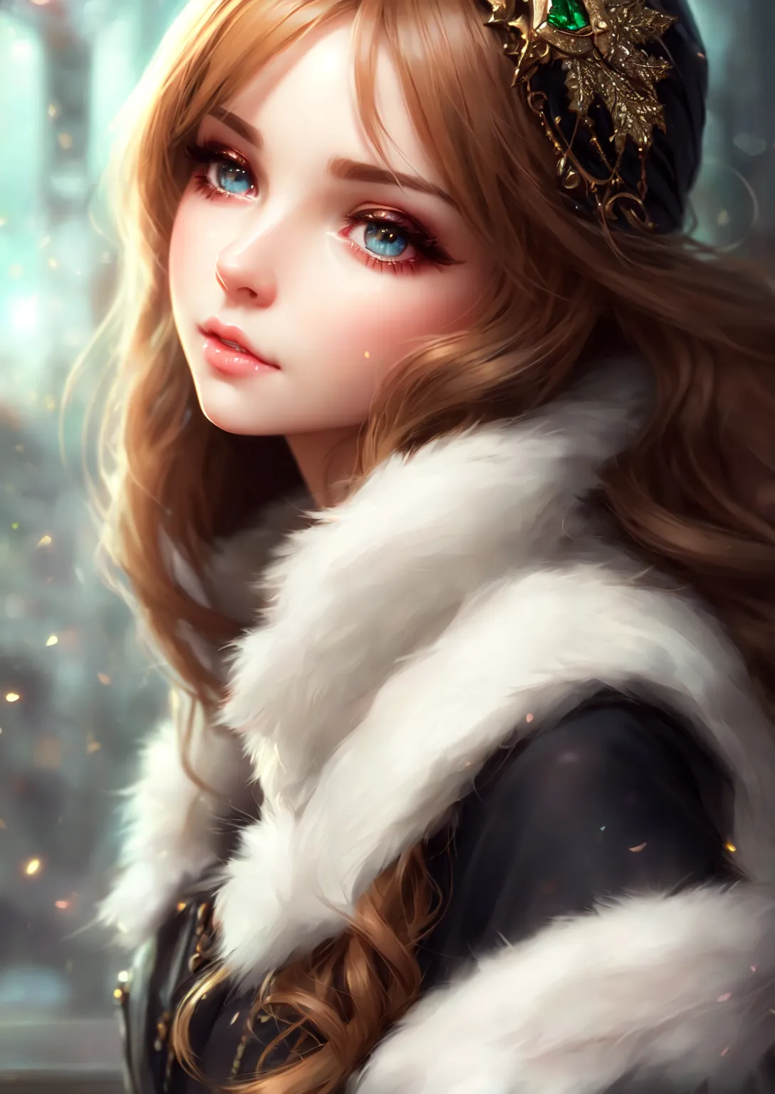 Realistic beautiful gorgeous natural cute, fantasy, elegant, lovely, princess girl, art drawn full hd, 4 k, highest quality, in artstyle by professional artists wl, ((black eyes)), close up