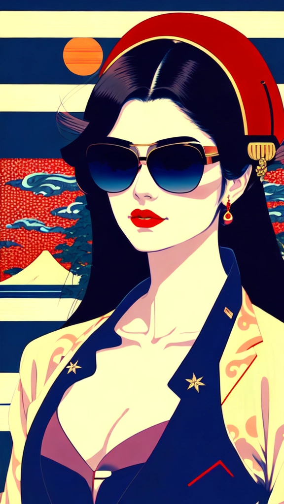portrait an beautiful stylish woman wearing oversized aviator sunglasses